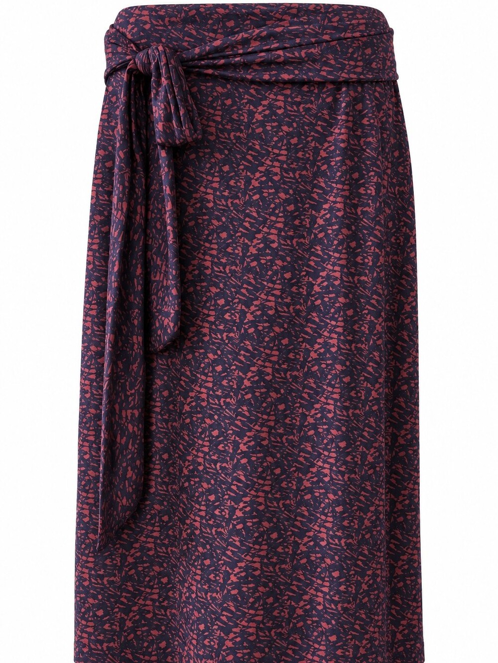 Halogen Navy & Burgundy Printed Tie-Waist Midi Skirt – Size M